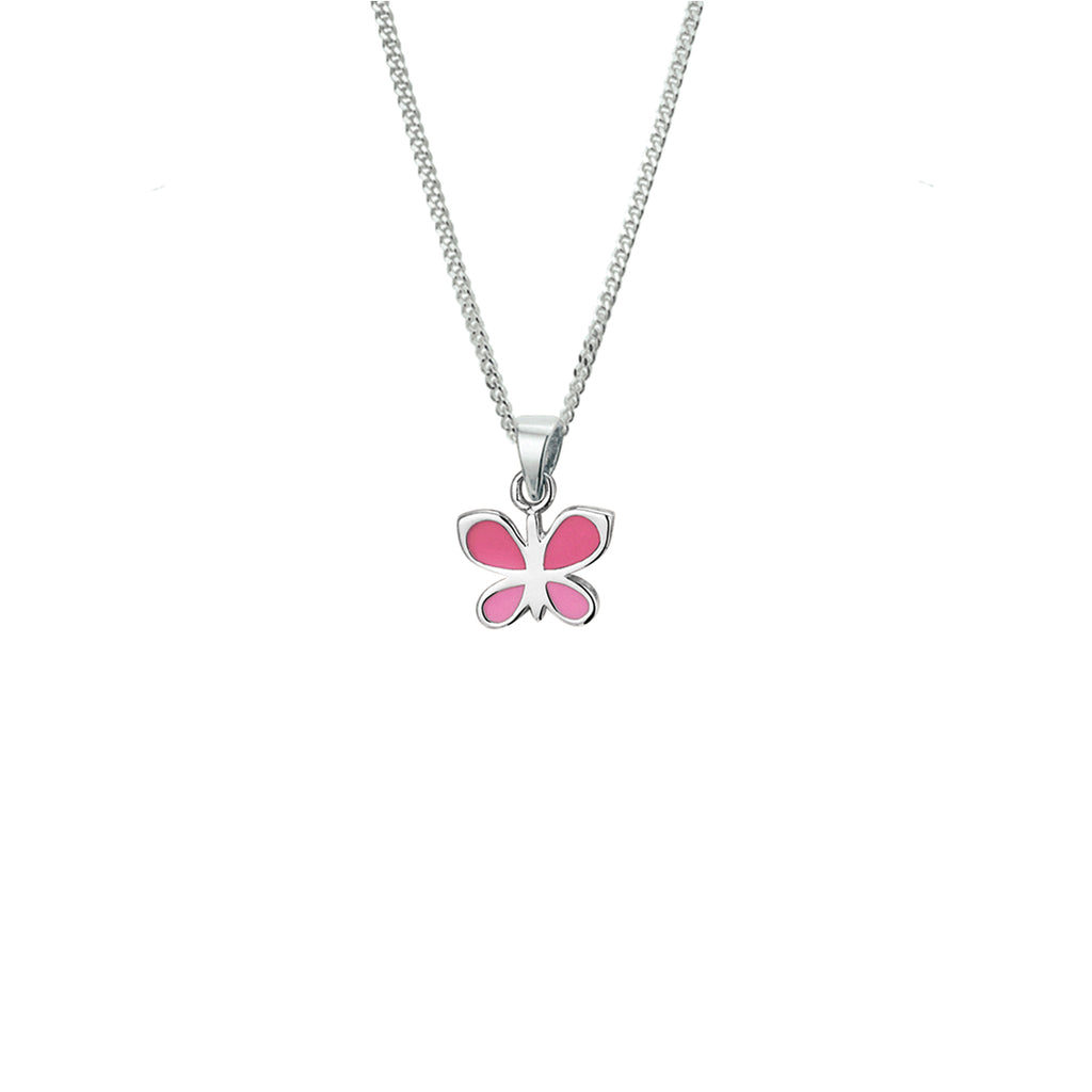 collier vlinder emaille 36 + 4 cm zilver gerhodineerd