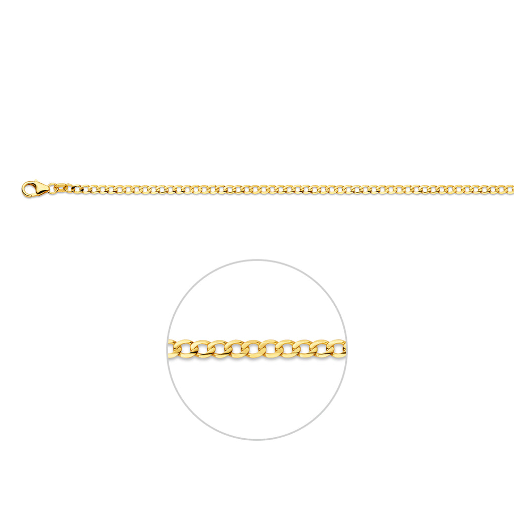 Gourmetkette breit 6-seitig geschliffen 2,6 mm massiv 14K Gelbgold