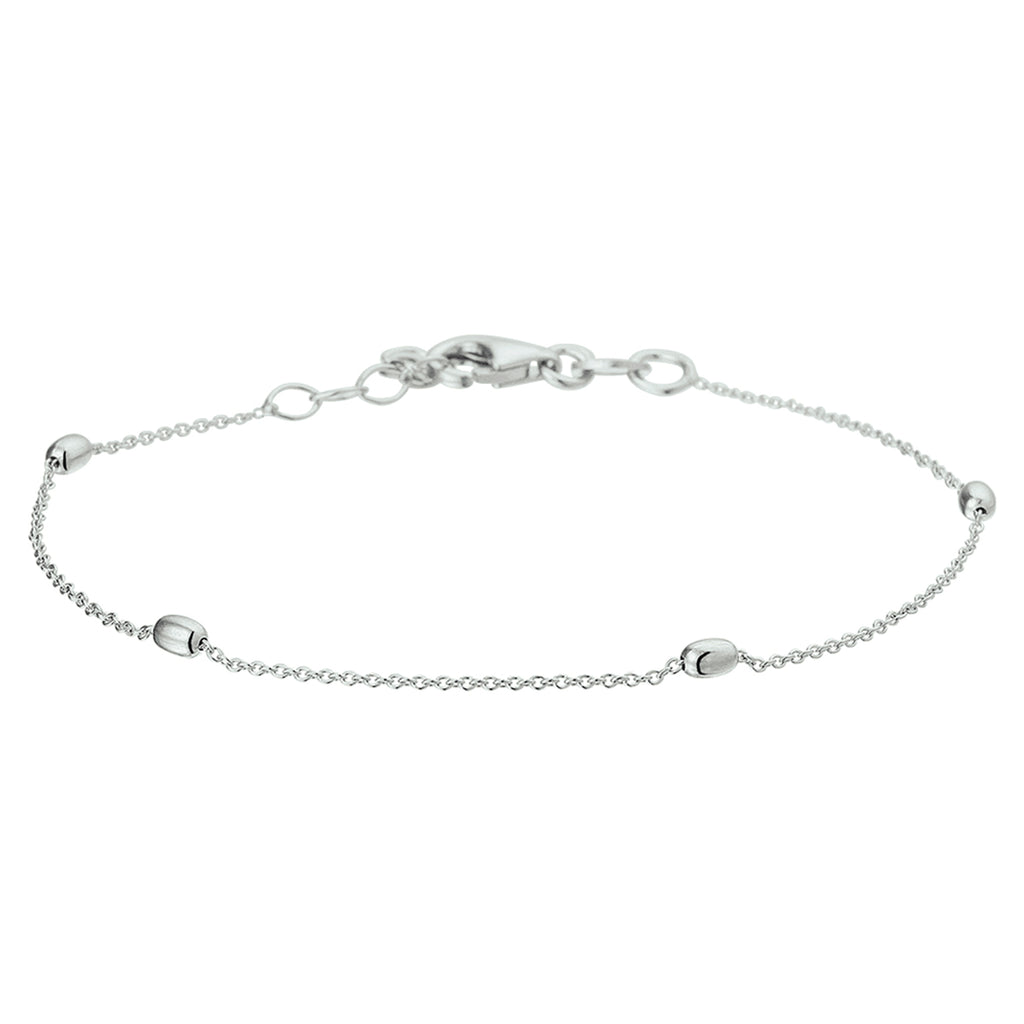 armband bolletjes 1,0 mm 17 + 2 cm zilver gerhodineerd