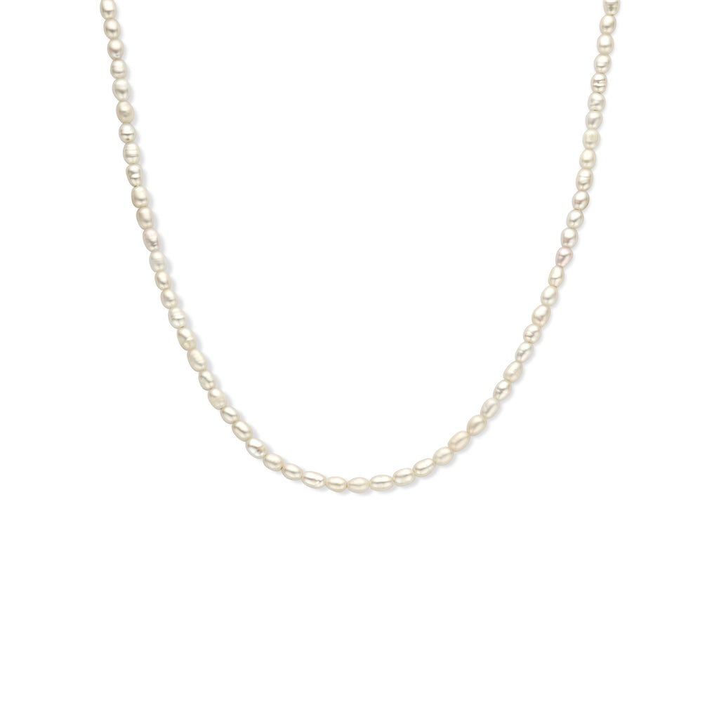 collier parel 3,8 mm 40 + 5 cm zilver gerhodineerd
