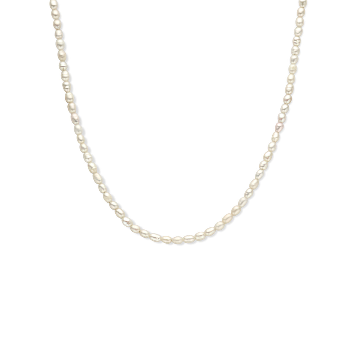 collier parel 3,8 mm 40 + 5 cm zilver gerhodineerd