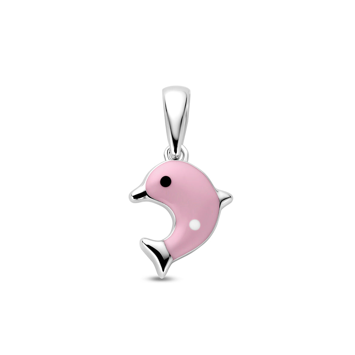 Anhänger Emaille Delphin rosa 17 mm rhodiniertes Silber