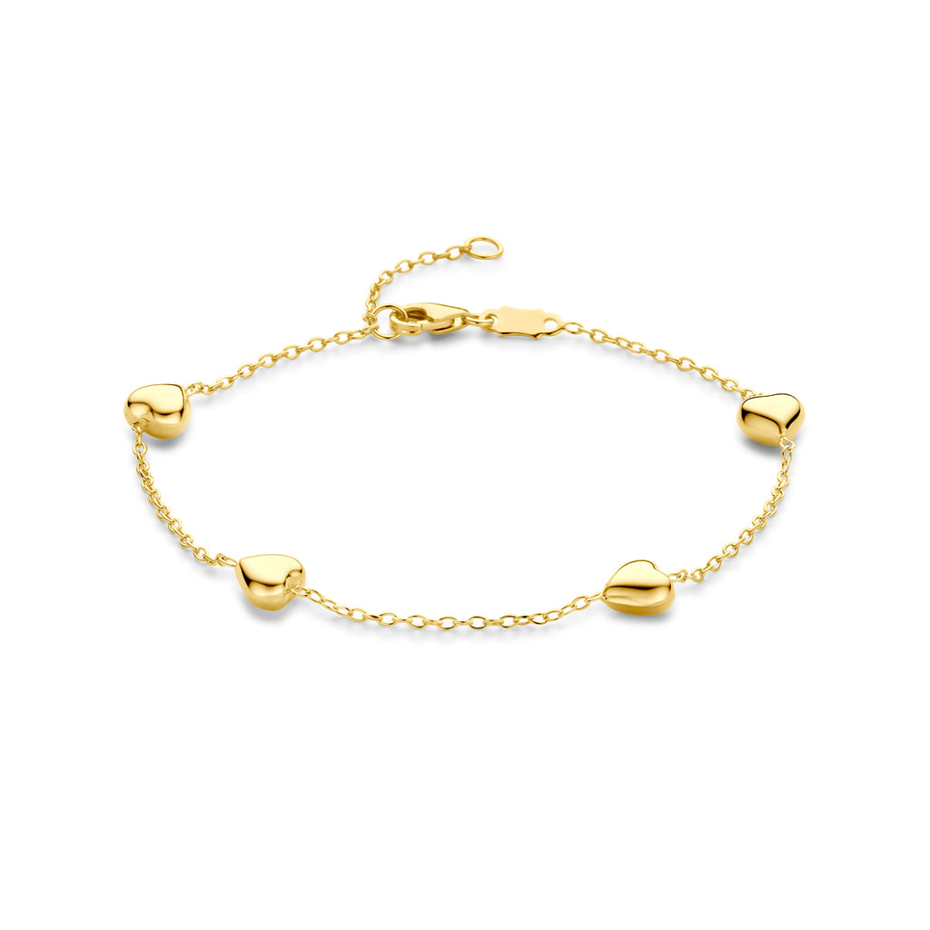 armband hartjes 16 - 18 cm 14K geelgoud