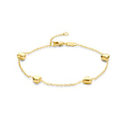 armband hartjes 16 - 18 cm 14K geelgoud