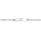 graveerarmband hart figaro plaat 4,2 mm zilver wit