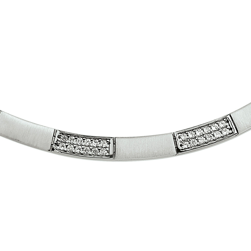 collier zirkonia poli/mat 5,5 mm 43 cm zilver gerhodineerd