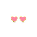 Ohrstecker Herz rosa Epoxidharz 14K Gelbgold