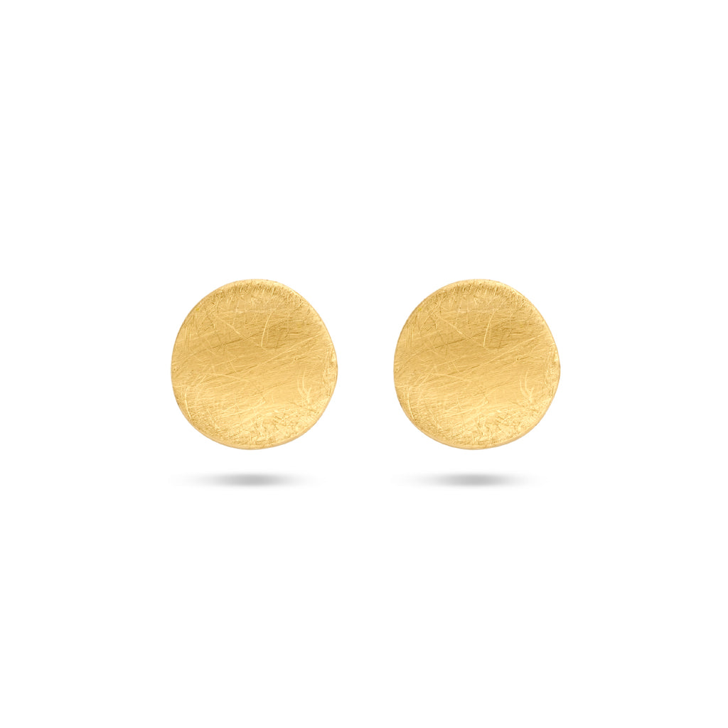 oorknoppen scratch 14K geelgoud - rond