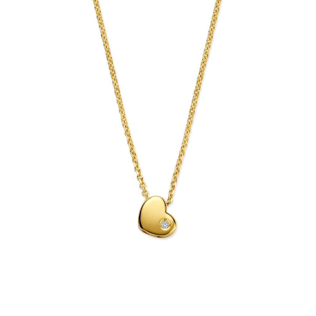 Halskette Herz Labordiamant 0.01ct G VS 36 - 38 - 40 cm 14K Gelbgold