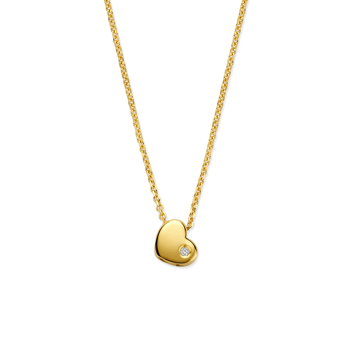 Halskette Herz Labordiamant 0.01ct G VS 36 - 38 - 40 cm 14K Gelbgold