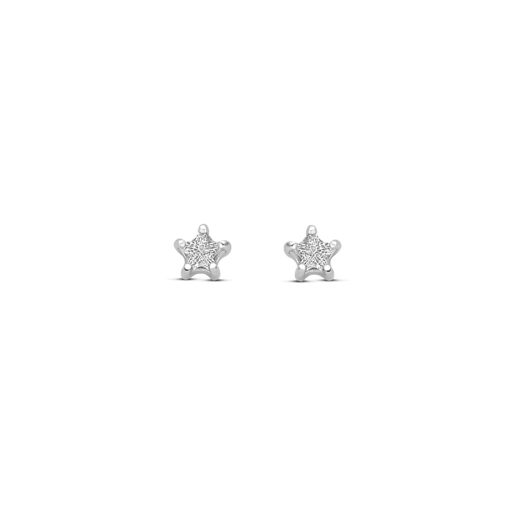 oorknoppen ster zirkonia 3,5 mm zilver gerhodineerd