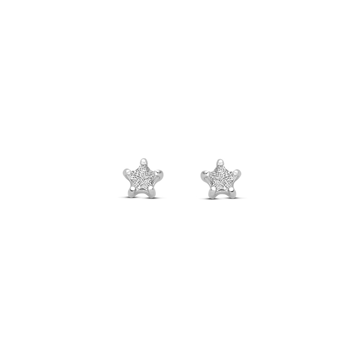 oorknoppen ster zirkonia 3,5 mm zilver gerhodineerd