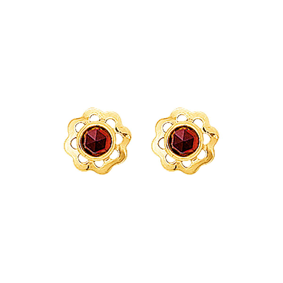 Ohrstecker Granat 14K Gelbgold
