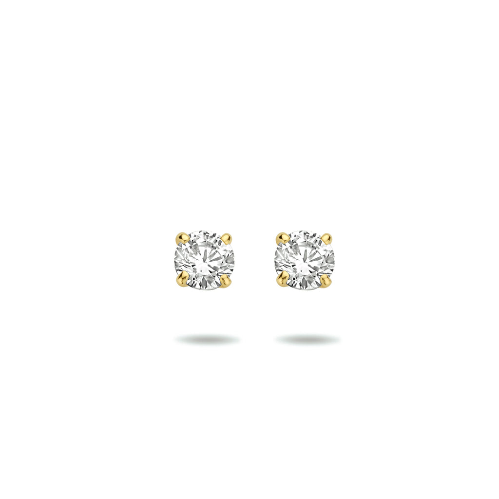oorknoppen zirkonia 14K geelgoud