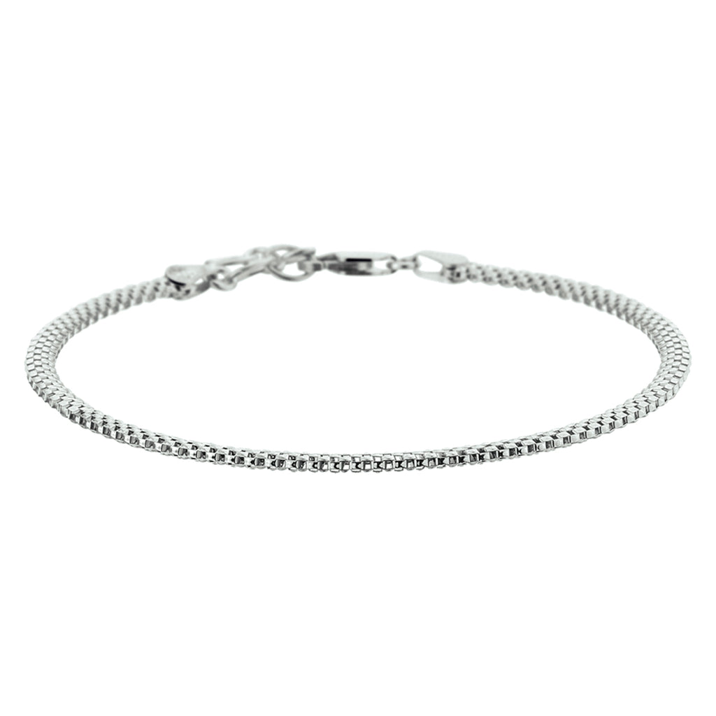 Armband Popcorn 3,0 mm 18 + 2 cm Silber rhodiniert