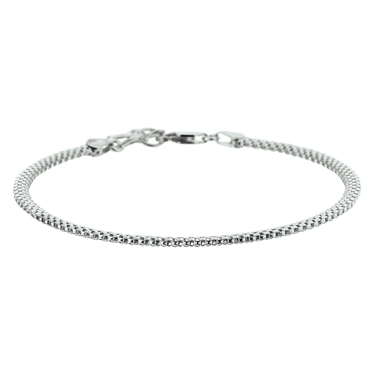 Armband Popcorn 3,0 mm 18 + 2 cm Silber rhodiniert