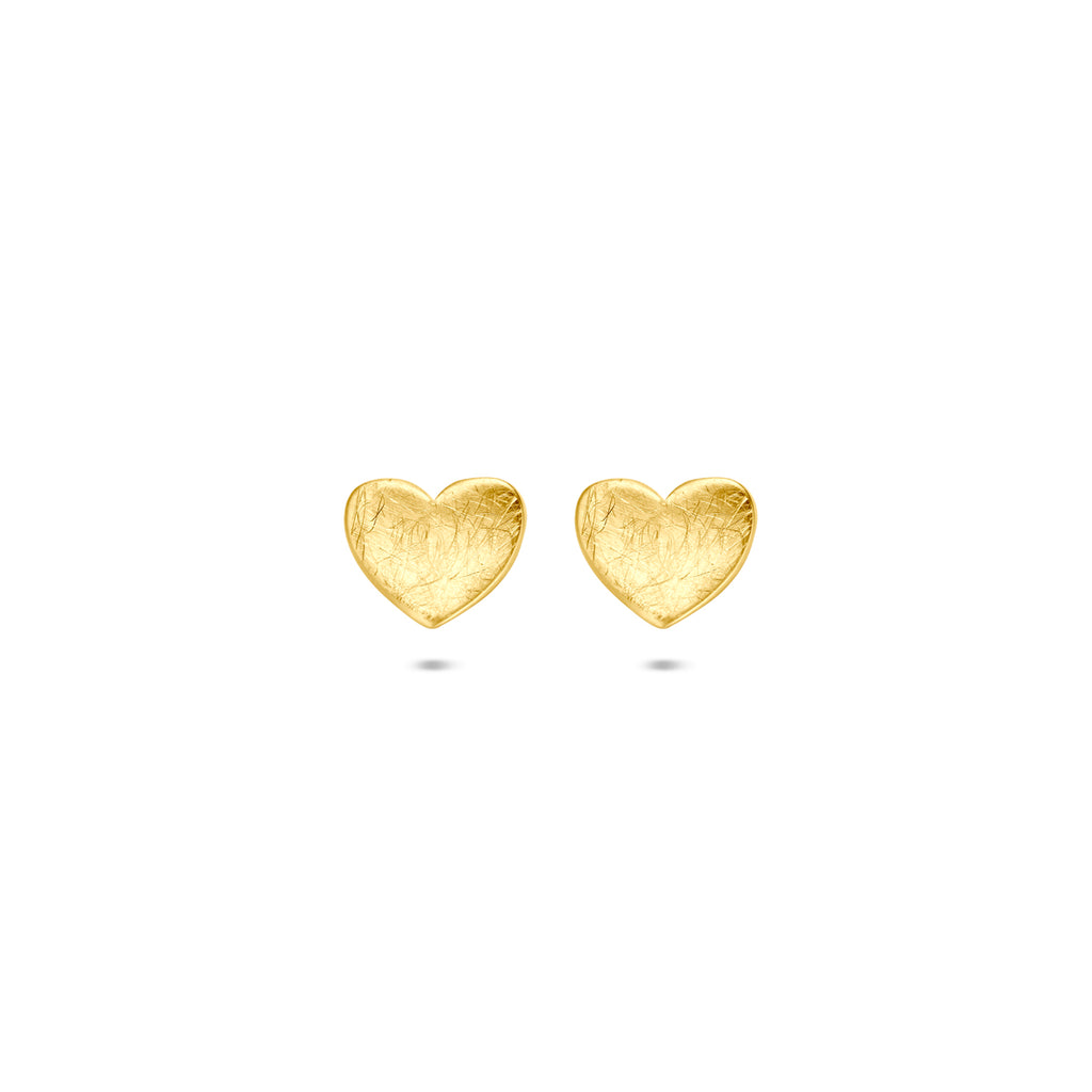 Ohrstecker Herzchen poliert/matt 6 mm 14K Gelbgold