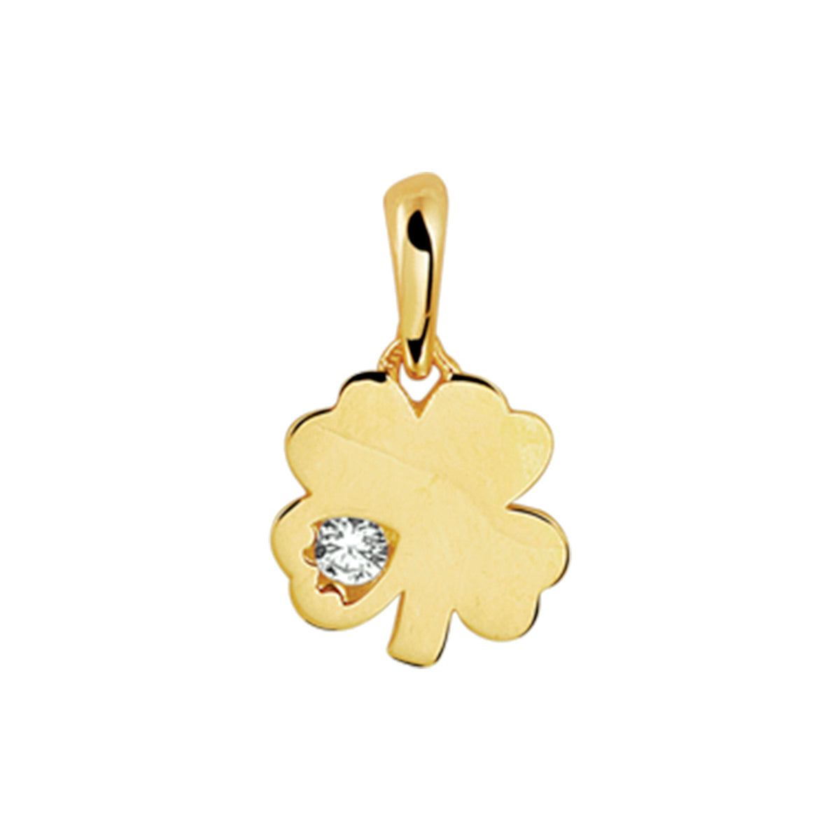 hanger klavertje zirkonia 13 mm 14K geelgoud
