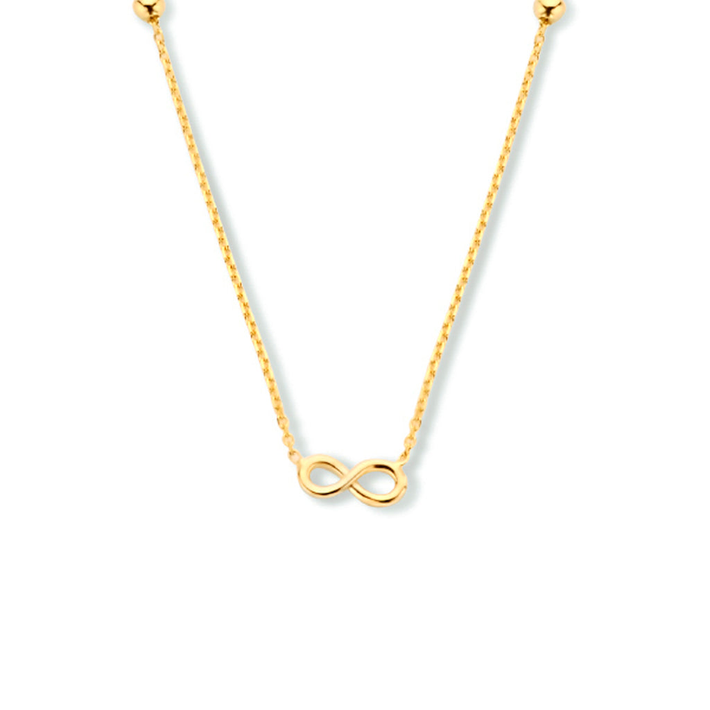 collier infinity en bolletjes 40 - 42 - 44 cm 14K geelgoud