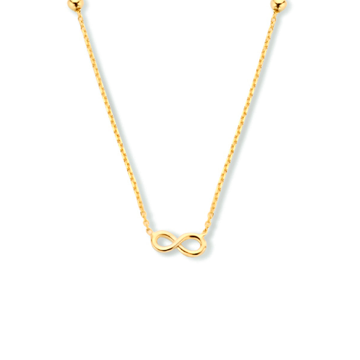 collier infinity en bolletjes 40 - 42 - 44 cm 14K geelgoud