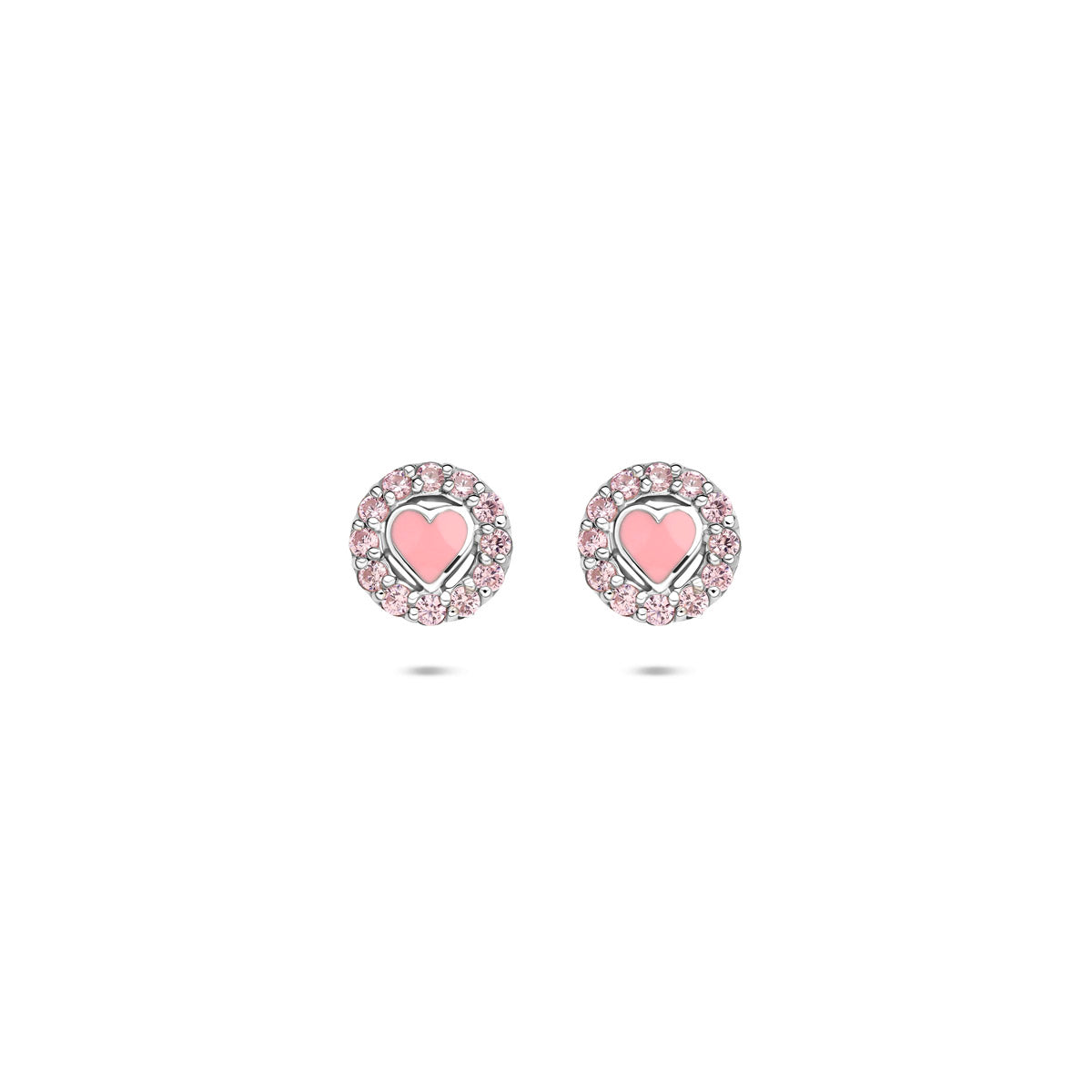Ohrstecker Emaille Herz Zirkonia 7 mm Silber rhodiniert