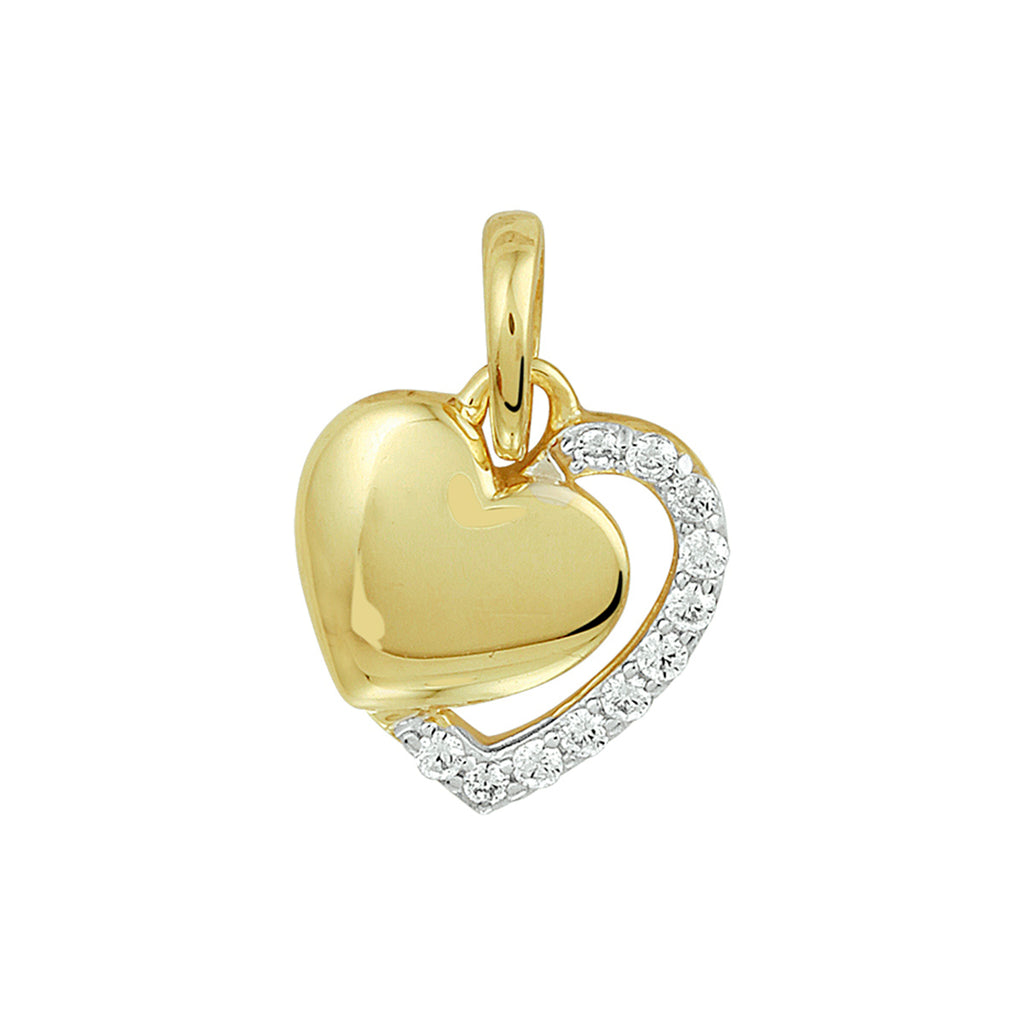 Anhänger Herz Zirkonia bicolor gestempelt 14K Gelbgold