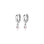 Klappcreolen rosa Zirkonia 15 mm Silber rhodiniert