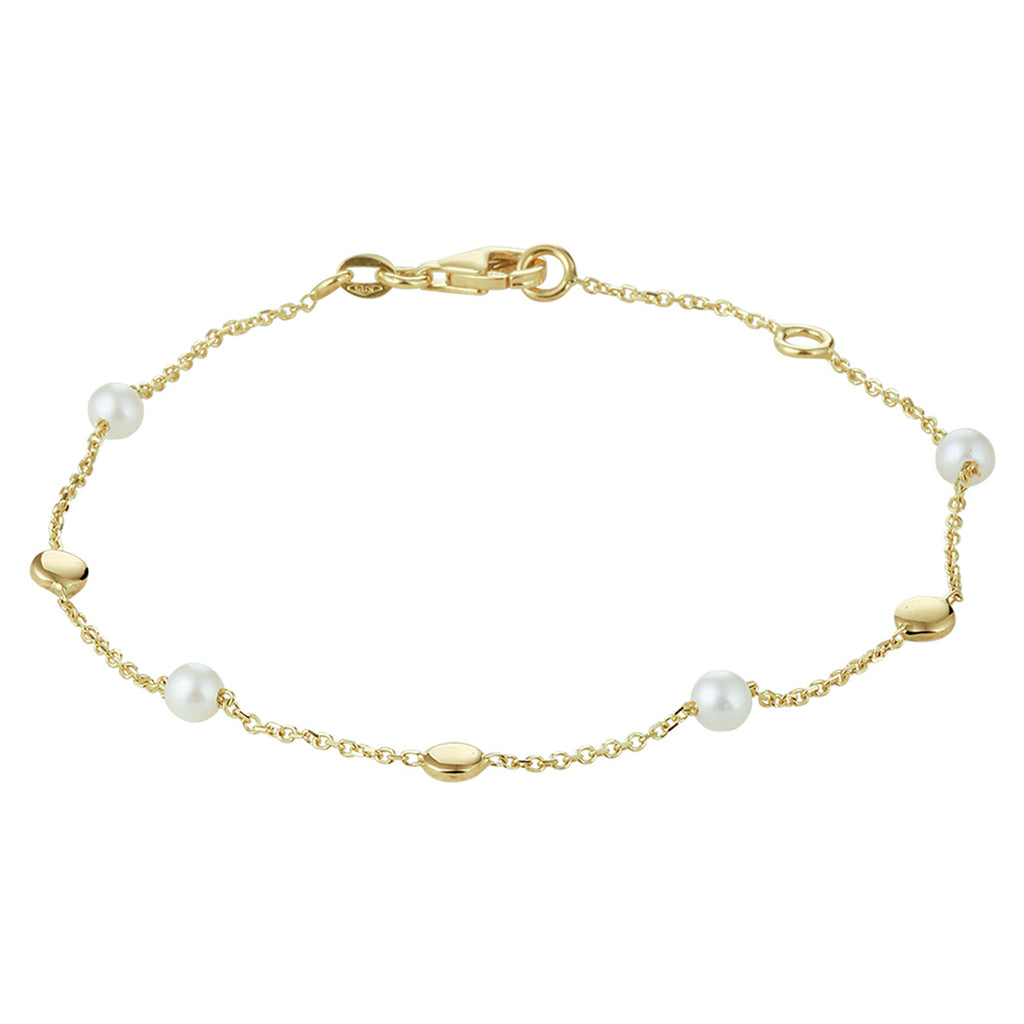 armband parel 17 - 19 cm 14K geelgoud - rondje,bolletje,ringetje,draad