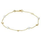 armband parel 17 - 19 cm 14K geelgoud - rondje,bolletje,ringetje,draad