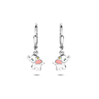 oorhangers emaille olifant zirkonia brisur haak 23 mm zilver gerhodineerd