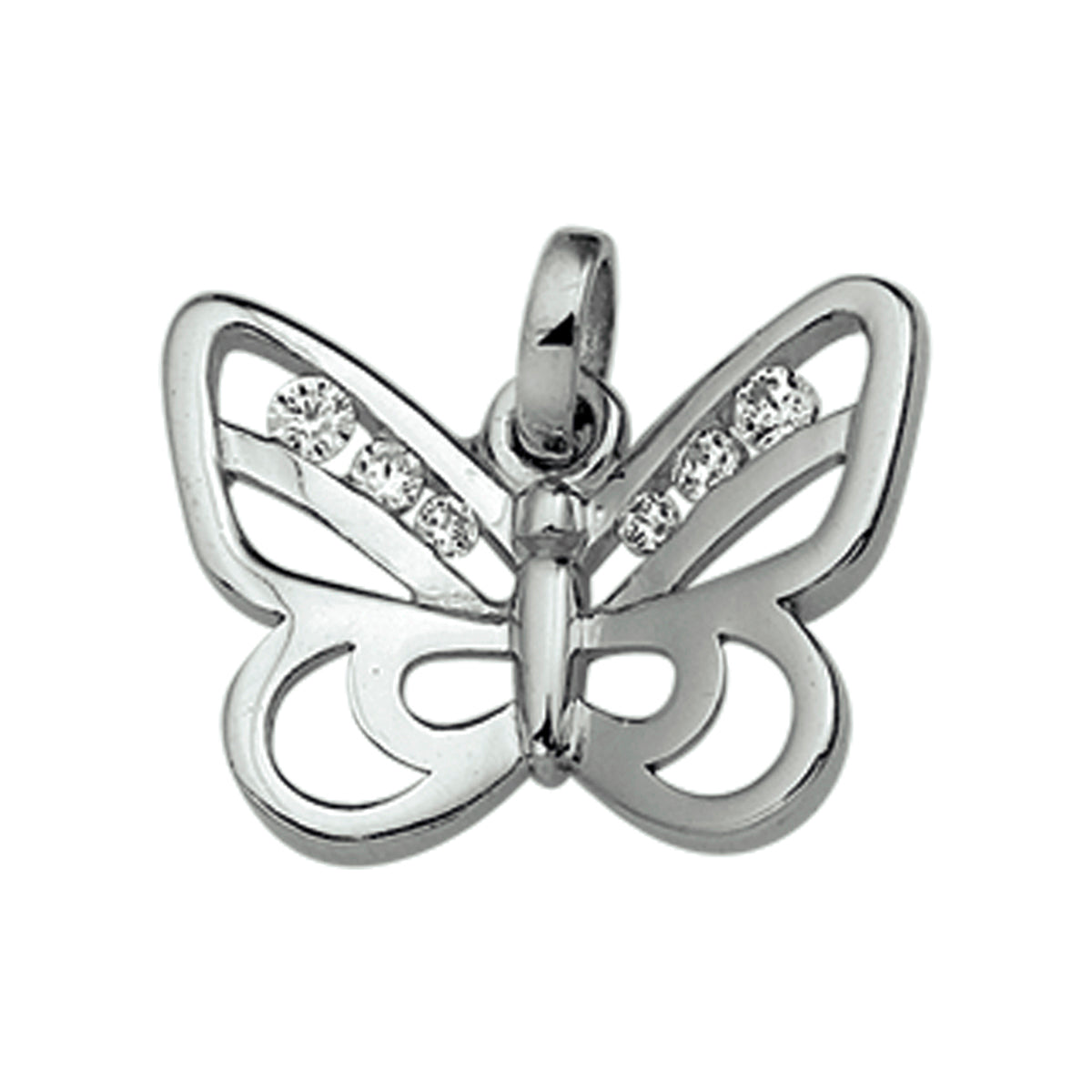 hanger vlinder zirkonia 12 mm zilver gerhodineerd
