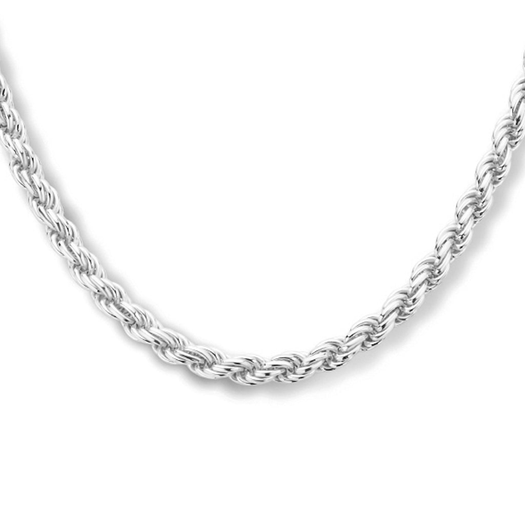 Halskette Kordel 4,0 mm 42 + 3 cm Silber rhodiniert
