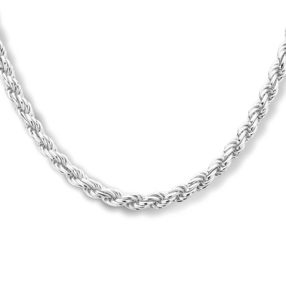 Halskette Kordel 4,0 mm 42 + 3 cm Silber rhodiniert
