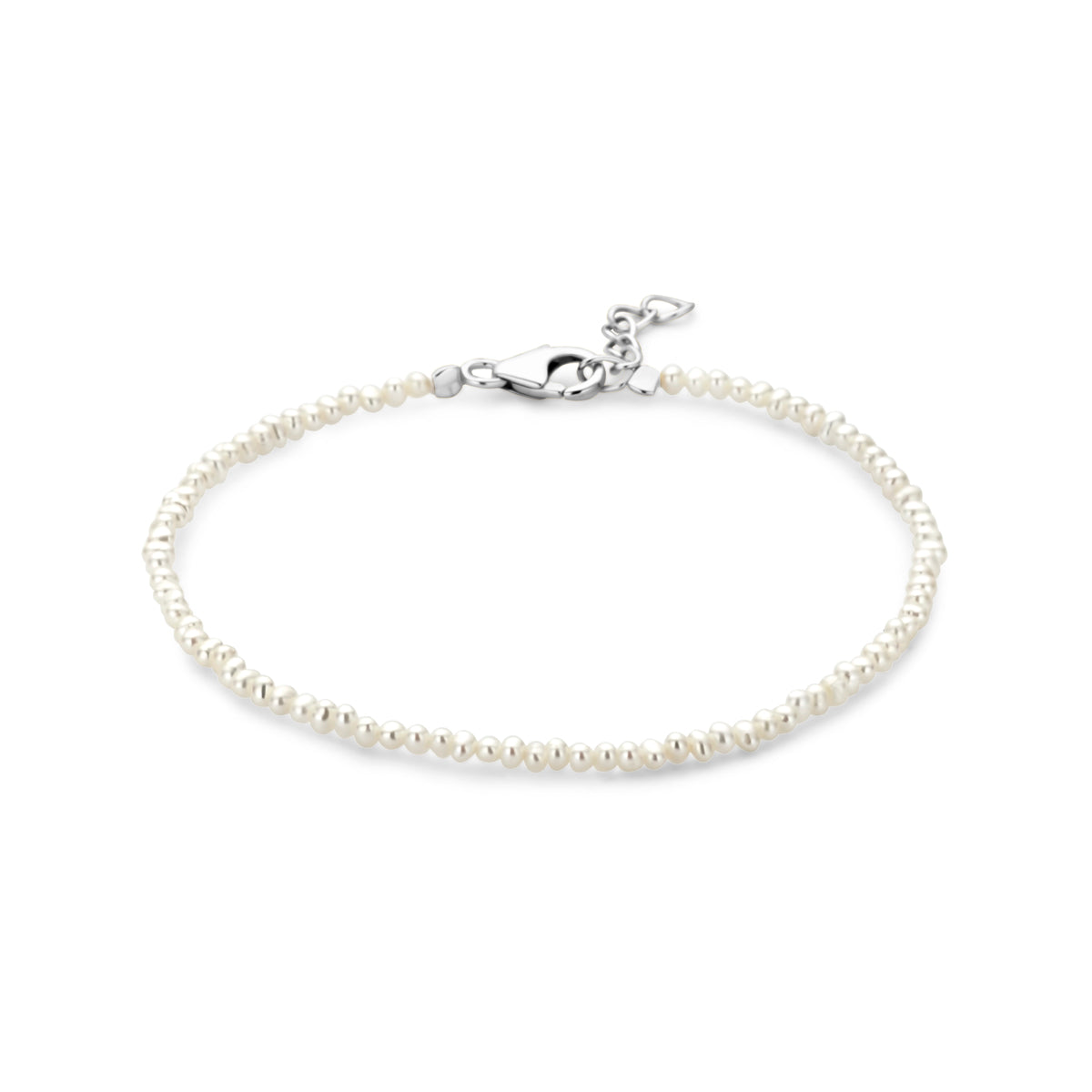 Armband Perlen 16,5 + 2 cm Silber rhodiniert