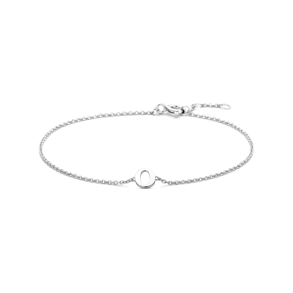 armband letter 16,5 - 17,5 - 18,5 cm zilver gerhodineerd