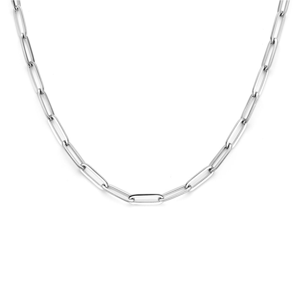 Halskette Büroklammer Vierkantrohr 5,0 mm 45 cm Silber rhodiniert