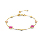 armband robijn, opaal en rondjes 16 - 17,5 - 19 cm 14K geelgoud - rondje,bolletje,ringetje,draad