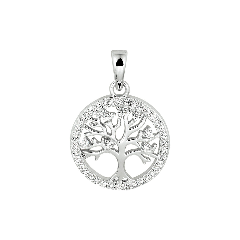 hanger levensboom zirkonia 20 mm zilver gerhodineerd