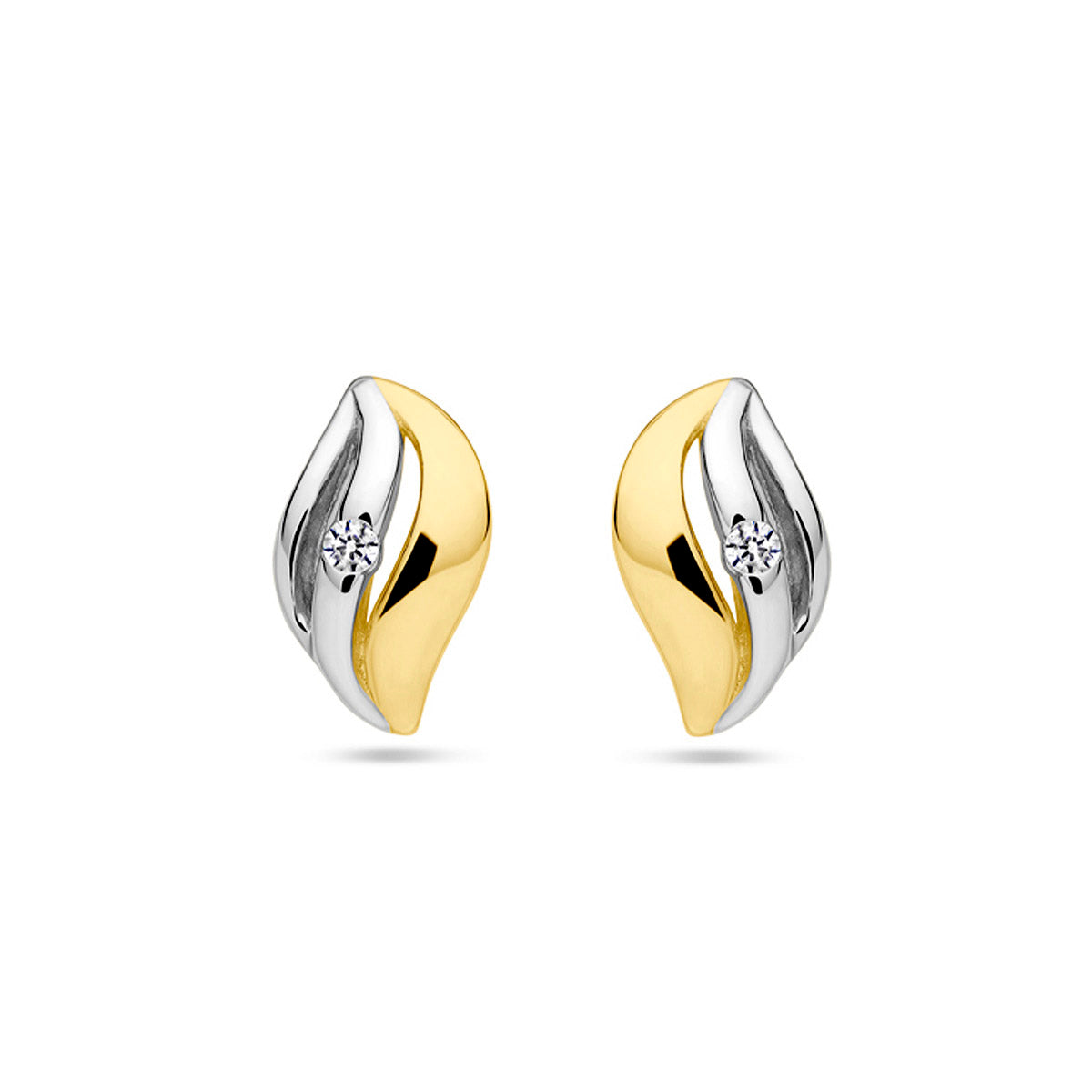 Ohrstecker Zirkonia 1 Micron Silber vergoldet (Gelb/Rhodium)
