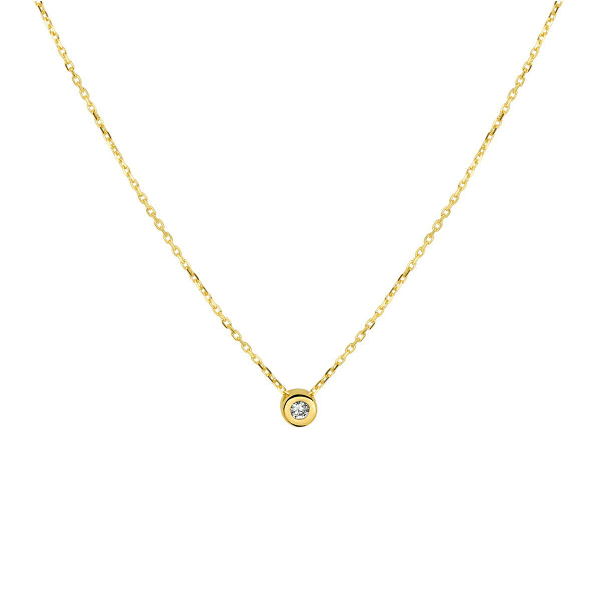 collier zirkonia 42 - 44 - 46 cm 14K geelgoud