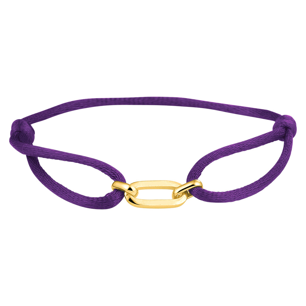 armband satijn paars 13 - 26 cm zilver verguld (met rubber/nylon/leer)
