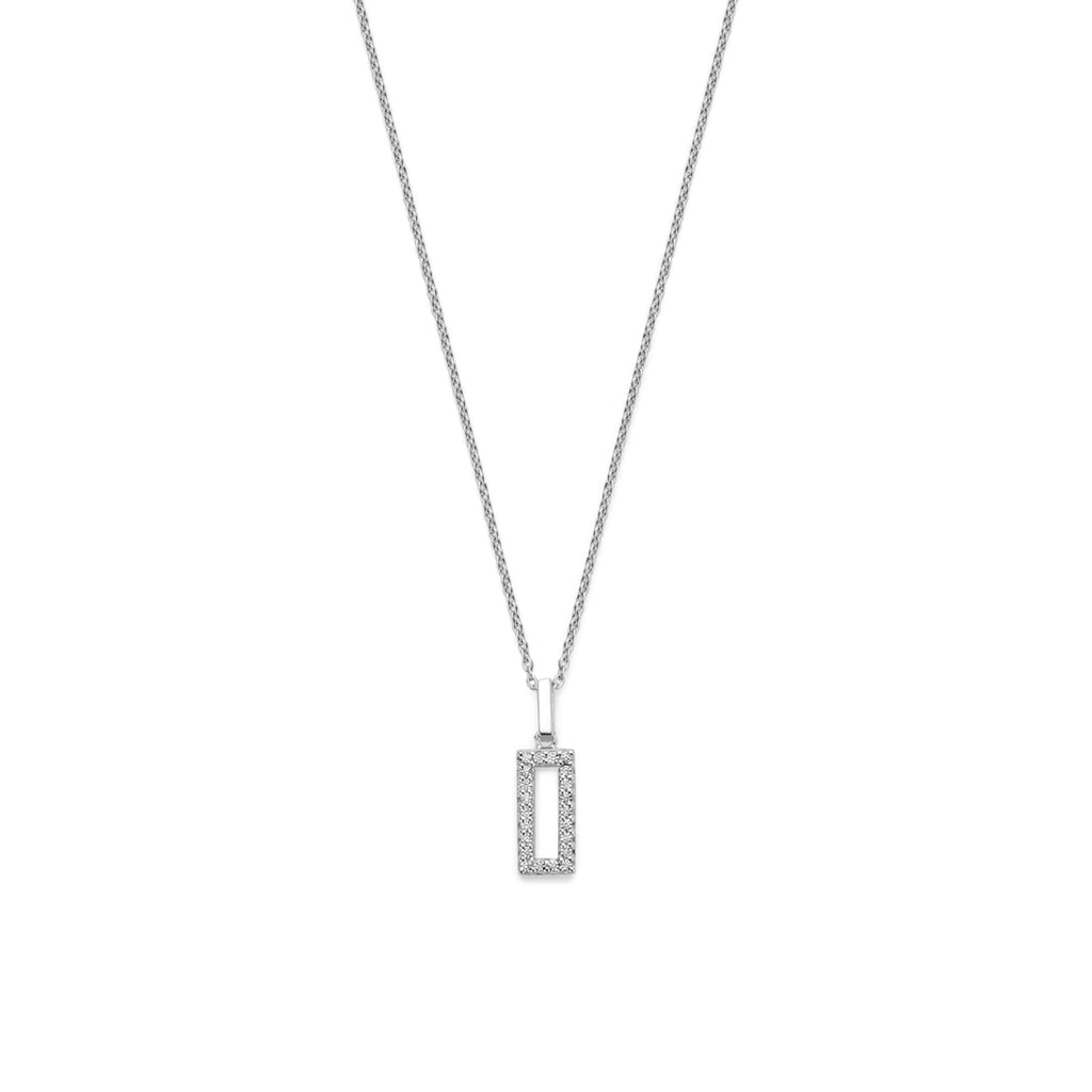 collier zirkonia 41 + 4 cm zilver gerhodineerd