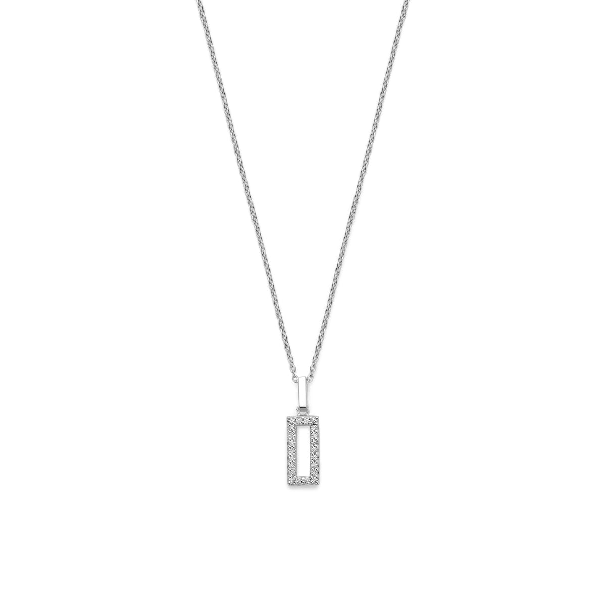 collier zirkonia 41 + 4 cm zilver gerhodineerd