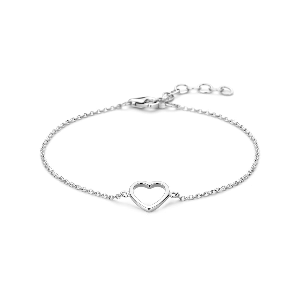 Armband Herz 1,3 mm 15,5 + 2,5 cm Silber rhodiniert