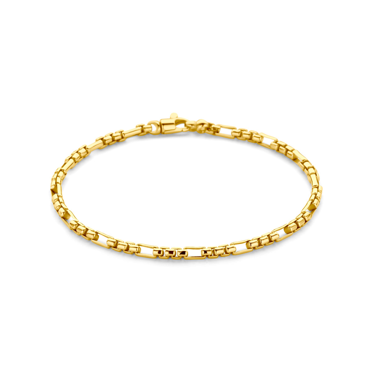 armband massief 3,0 mm 19 cm silgold (geel met zilverkern)