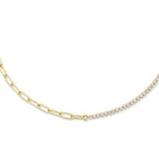 combi-collier en paperclip ronde buis 40 + 5 cm 1 micron zilver verguld (geel)