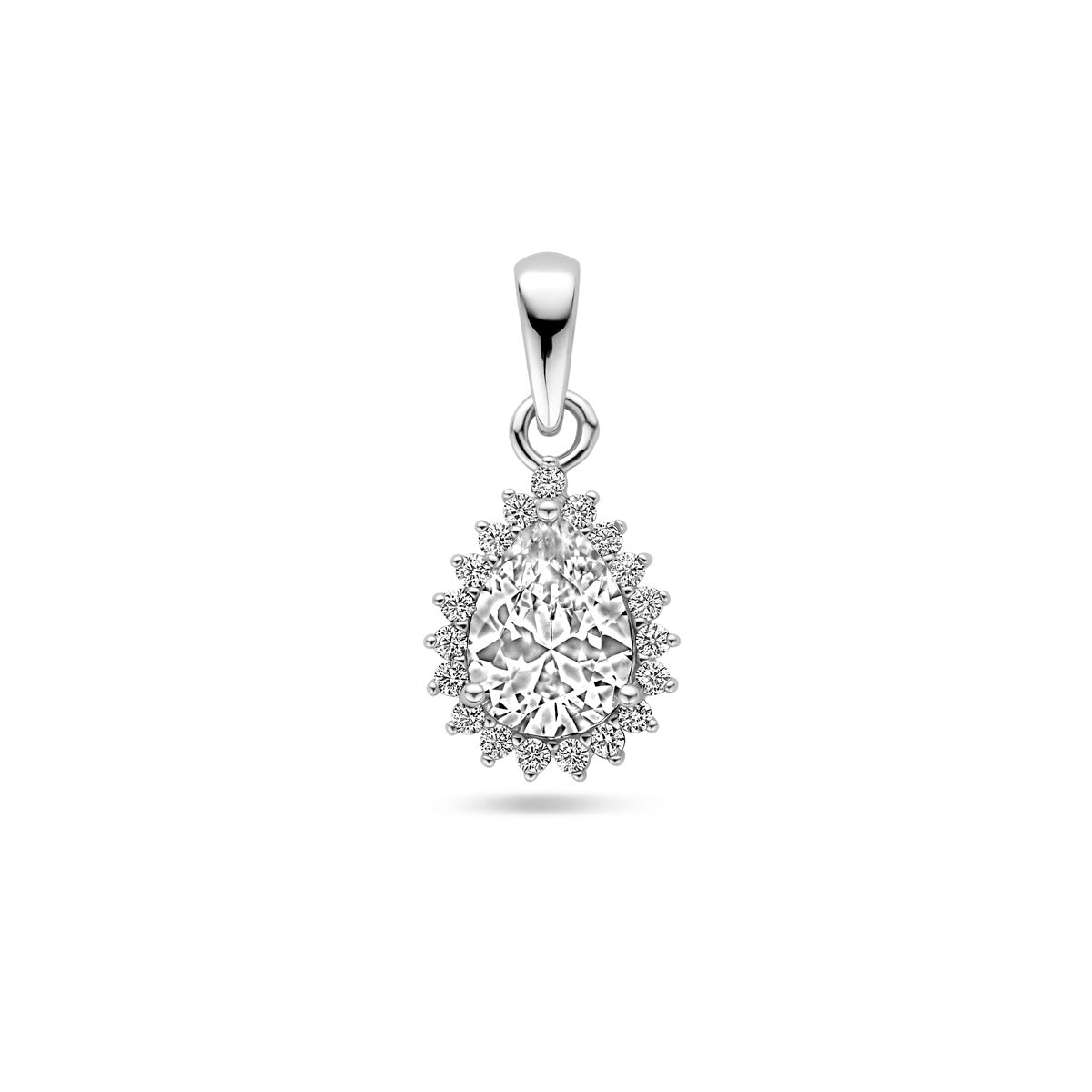 hanger zirkonia halo zilver gerhodineerd