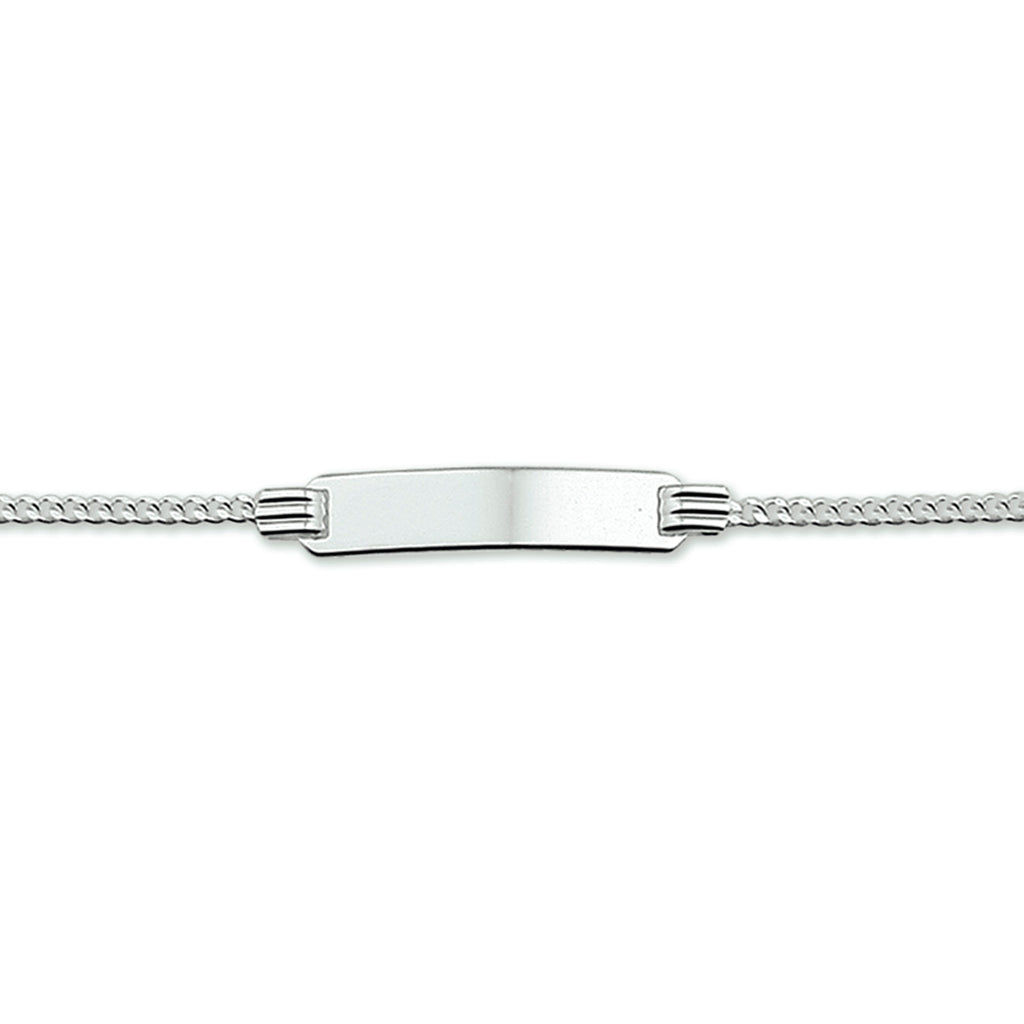 Gravurarmband Gourmet-Kette 4 Seiten geschliffene Platte 4,8 mm Silber weiß