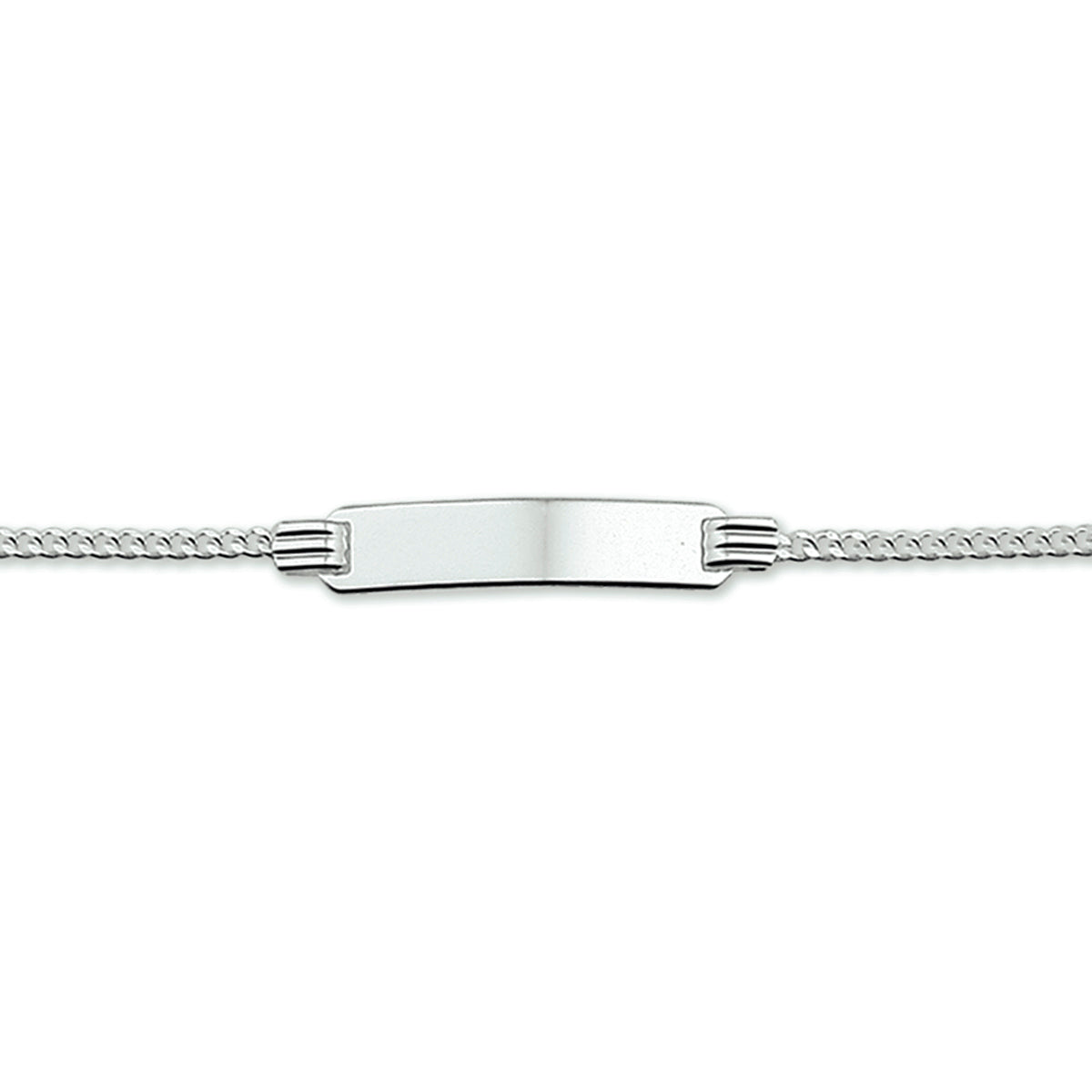 Gravurarmband Gourmet-Kette 4 Seiten geschliffene Platte 4,8 mm Silber weiß