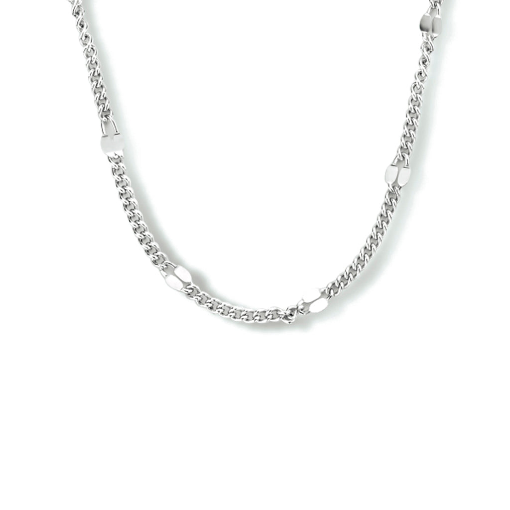 Halskette Gourmette mit Zwischenstück 3,0 mm 40 + 4 cm Silber rhodiniert